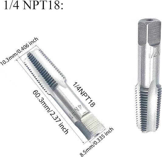 2 Pcs 1/4 NPT Pipe Thread Tapes,Carbon Steel Hand Threading Tap for Plumbing Projects,Auto Repairs and Other Various DIY Thread Cutting Tools Small Poject