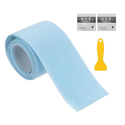 uxcell Caulk Tape Waterproof, 1.5 Inch x 4.92 ft Self-Adhesive Sealant Sealing Strip Caulking Sealant Tape PVC with Tool for Kitchen Sink Toilet Bathroom Bathtub Floor, Blue
