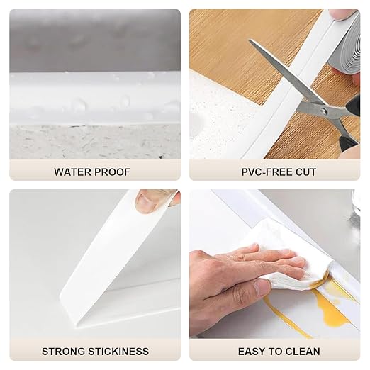 3 Roll Caulk Tape Waterproof Self Adhesive, White Caulking Sealant Tape, Caulk Strip for Kitchen, Bathroom, Sink, Shower, Bathtub, Toilet Edge Protector (1.5" x 10.5Ft)