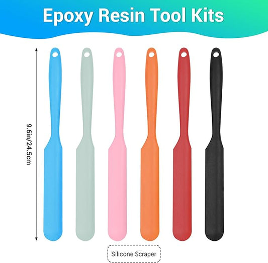 Gartful 6PCS Colored Silicone Spatula Stick, Reusable Epoxy Stir Sticks Scraper DIY Crafts Tools for Mixing Resin, Paint, Waxing, Liquid, Arts Projects, Facial Mask Stirring Rods, 6 Colors