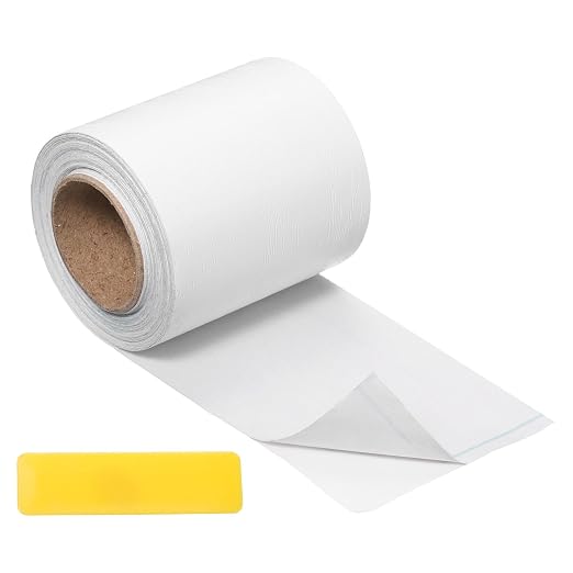 uxcell Wood Tape, 2 Inch x 16ft Self-Adhesive Wood Grain Repair Tape Patch with Plastic Scraper for Baseboards, Doors, Windows, Floor Repair and Furniture Renovation, White