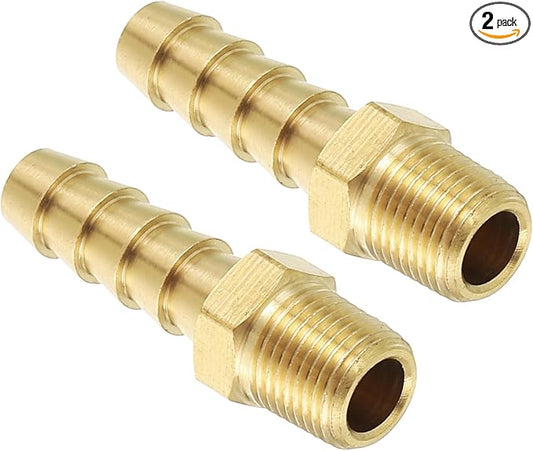 Pack of 2 Brass Hose Barbs Fittings 5/32" Hose Barbs to 1/8" NPT Male Fittings for Home Machines, Massage Bathtubs, and Irrigation Systems