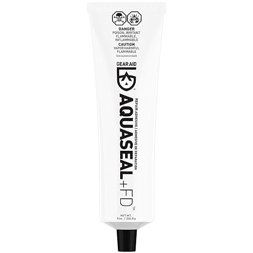 GEAR AID Aquaseal FD Flexible Durable Repair Adhesive for Fixing Tears and Holes in Waders, Wetsuits, PVC Inflatables, Vinyl and Outdoor Gear, Dries Clear, 8 oz