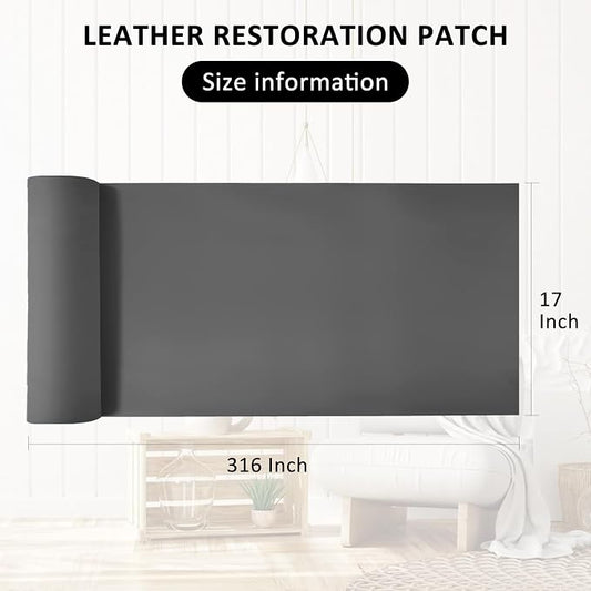 AOOTOOLINK Leather Repair Patch 17X316 Inch Self Adhesive Leather Repair, Large Leather Repair Tape for Couches, Furniture, Car Seats, Cabinets, Sofa, Handbags (Grey, 17X316 Inch)