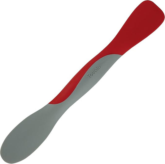 Tovolo Scoop and Spread Large Dual End Silicone Sandwich Spreader Tool with Nylon Handle, BPA Free Dishwasher Safe Silicone and Nylon Tool for Spreading and Scooping, Cayenne Red and Oyster Gray