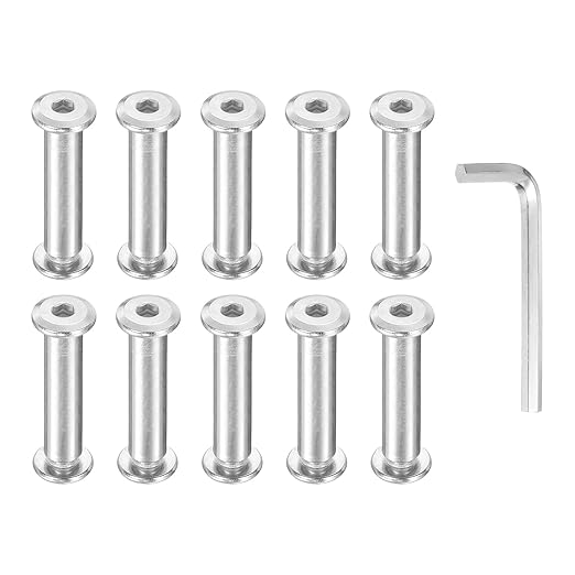 PATIKIL M6x6mm Hex Chicago Screws 8x35mm, 10Pcs 304 Stainless Steel Metric Hex Drive Socket Cap Binding Post Screw Posts for Scrapbook Leather Belt Album Furniture Repair, Silver