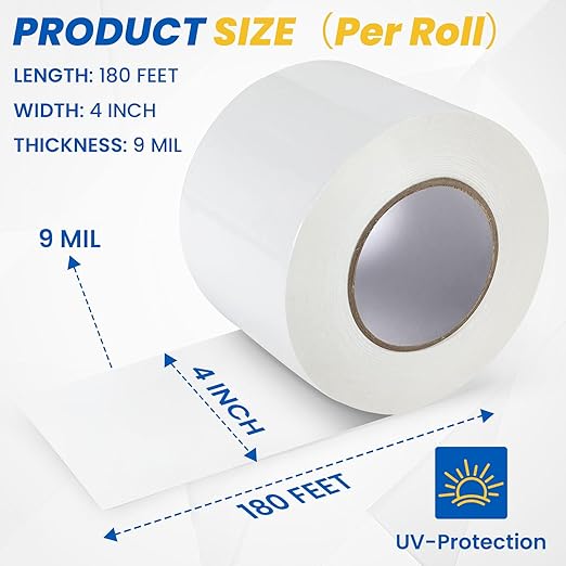 3 Rolls Vapor Barrier Tape, White Moisture Barrier Tape for Crawl Spaces, Polyethylene Tape for Underlayment, Waterproof Seam Tape for Insulation, Plastic Liners (4" x 180 ft Each Roll)