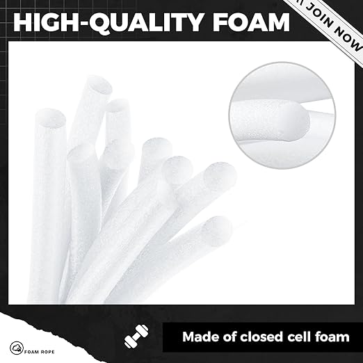 MotiMind 1/2 Inch x 50 ft Foam Backer Rod for Gaps Joints Concrete Crack Filler Caulk Saver Bulk Foam Backing Rod Concrete Filler Rope for Weather Stripping Door Seal (White)