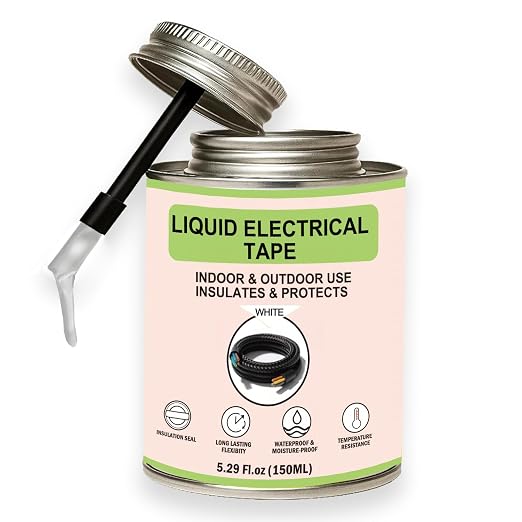 Wire Equipment Repair Liquid Electrical Tape 5.29OZ (150ml) Insulating Glue Quick-Drying Waterproof & High Temperature Resistant Liquid Wire Insulation Rubber with Brush Cap for Wires, Cables