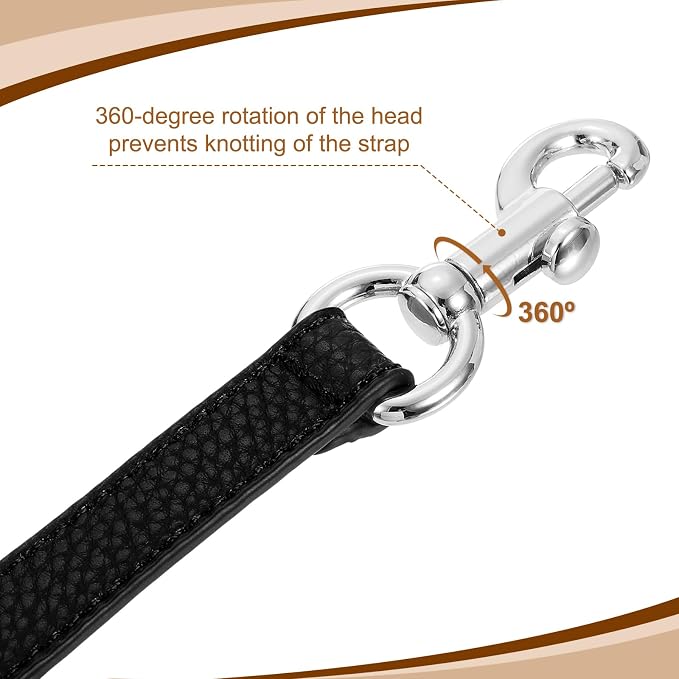 uxcell 19.29 Inch PU Leather Short Bag Strap with Clasp, Purse Handles Handbags Replacement Straps for Clutch Bag Underarm Bags, Black, Silver Buckle
