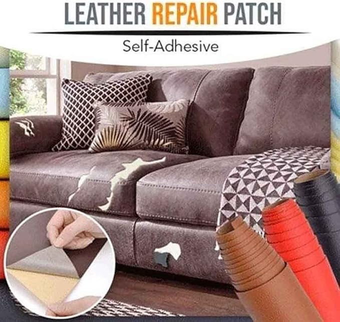 Leather Repair Patch Large Self-Adhesive Leather Repair Tape, Reupholster Leather Patches for Furniture Couch Chairs Car Seat (Black,19x50 inch)