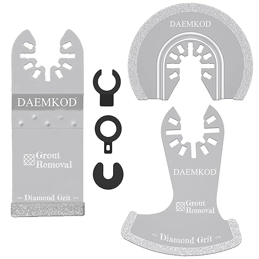 3 Pcs Diamond Oscillating Tool Blades, Professional Multi-tool Blades Kit for Grout Removal, Concrete, Bricks and Tiles