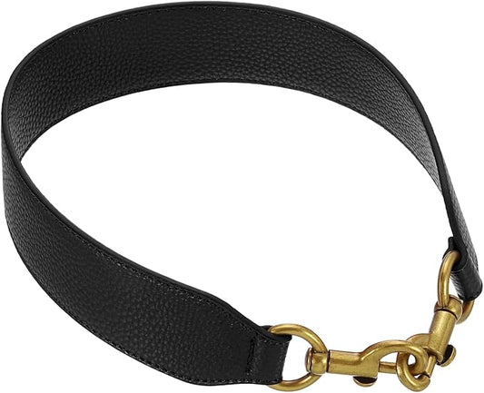 uxcell 22.83 Inch PU Leather Short Bag Strap with Clasp, Purse Handles Handbags Replacement Straps for Clutch Bag Crossbody Underarm Bags, Black, Deep Gold Buckle