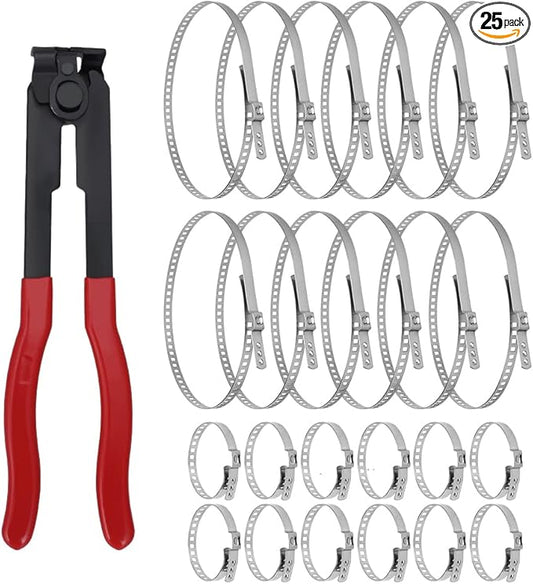 For Auto/ATV CV Joint Axle Boot Clamp Pliers Tool with 24 Crimp Bands,Ear Type Extension For Most Cars,Universal Car Band Tool Kit