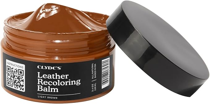 Clyde's™ Leather Company Leather Recoloring Balm – Color Restore & Scratch Repair Kit for Faded Leather Furniture, Car Seats, Sofa & Vinyl | 23 Colors | Non-Toxic Dye