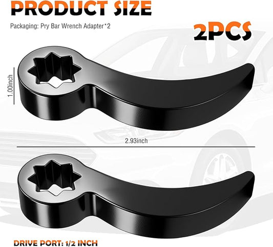 2PCS 1/2" Pry Bar Wrench Adapter with 8-Point,Bull Horn Ratchet Pry Bar Attachment for Half Shaft Removal,Universal CV Axle Removal Tool Crowbar Adapter Head for Narrow Space