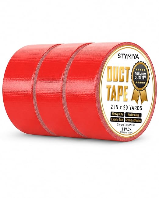 Red Duct Tape Heavy Duty: Wide Waterproof Outdoor Duck Furniture Repair Tape Bulk - Strong Adhesive Weather UV Resistant No-Residue Masking Tapes Patterns Variety Pack (3, Red)