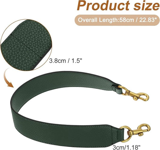 uxcell 22.83 Inch PU Leather Short Bag Strap with Clasp, Purse Handles Handbags Replacement Straps for Clutch Bag Crossbody Underarm Bags, Dark Green, Deep Gold Buckle