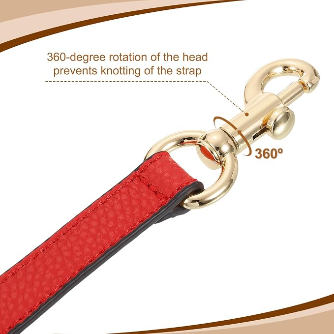 uxcell 19.29 Inch PU Leather Short Bag Strap with Clasp, Purse Handles Handbags Replacement Straps for Clutch Bag Underarm Bags, Red, Gold Buckle