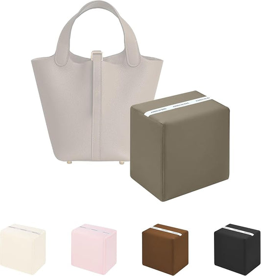 Purse Pillow Insert to Keep Shape - Lightweight Memory Foam Insert with Satin Cover for Home Storage & Travel, Multicolor Options, Fits for Picotin 18(Etoupe Grey, PC18)