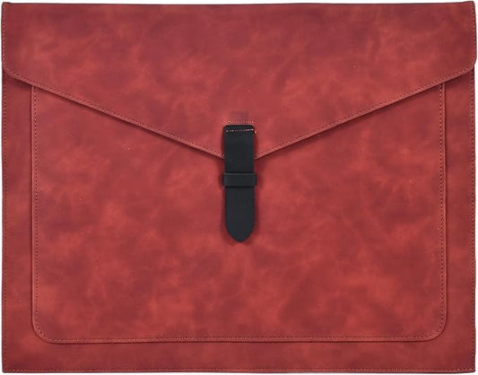 Brown PU Leather File Folder, Snap Closure File Organizer, Important Document Folder with Pockets, Document Organizer, Laptop Sleeve Notebook Case, A4 Envelopes Filing Folder