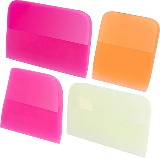 Framendino, 4 Pack PPF Squeegee Soft Silicone Rubber Scraper Anti Scratch Scrapers Window Edge Trimming Scarper for Car Vinyl Paint Protection Film Installation Tint Tool