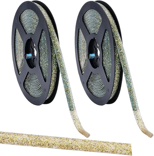 GORGECRAFT 2 Rolls Gold Caulk Tape Self Adhesive Bathroom Sealant Strip Caulking Sealing Moulding Trim Strips Tapes for Kitchen Sink Countertop Toilet Windows Ceiling Mirror Wall Edge 19.7Ft x 0.3In