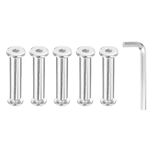 PATIKIL M8x8mm Hex Chicago Screws 10x45mm, 5Pcs 304 Stainless Steel Metric Hex Drive Socket Cap Binding Post Screw Posts for Scrapbook Leather Belt Album Furniture Repair, Silver