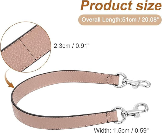 uxcell 19.29 Inch PU Leather Short Bag Strap with Clasp, Purse Handles Handbags Replacement Straps for Clutch Bag Underarm Bags, Pink, Silver Buckle