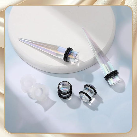 JieyueJewelry 50/54 Pieces Ear Stretching Kit 14G-00G Acrylic Tapers and Plugs + Silicone Tunnels - Ear Gauges Expander Set Body Piercing Jewelry