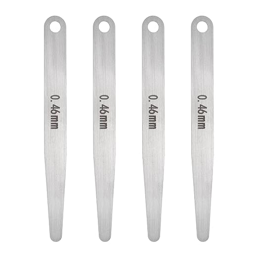 HARFINGTON 4pcs Metric Thickness Feeler Gauge 0.46mm Single Blade Oval Feeler Gauge 304 Stainless Steel Gap Measuring Tool for Repair Valve Guitar Spark Plug