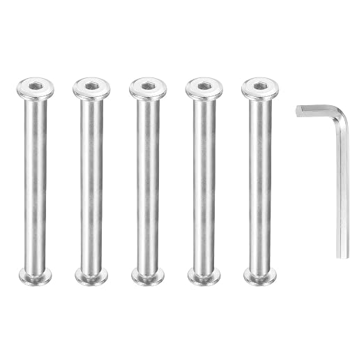 PATIKIL M6x6mm Hex Chicago Screws 8x80mm, 5Pcs 304 Stainless Steel Metric Hex Drive Socket Cap Binding Post Screw Posts for Scrapbook Leather Belt Album Furniture Repair, Silver