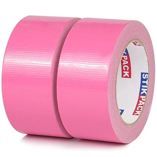 2 Rolls Pink Duct Tape, Heavy Duty Strong Industrial Colored Duct Tape 9mil x 2inch x 25yds Flexible, No Residue, Waterproof and Tear by Hand, Multi-Use for Indoor & Outdoor Repairs