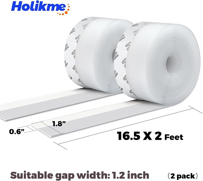 Holikme Door Draft Stopper, Weather Stripping Door Seal, Transparent, 33FT | Flexible Under Door Seal, Window Draft Blocker, Blocks Cold Air Heat Loss, Waterproof, 1.8"W, For Doors Windows Shower Doors