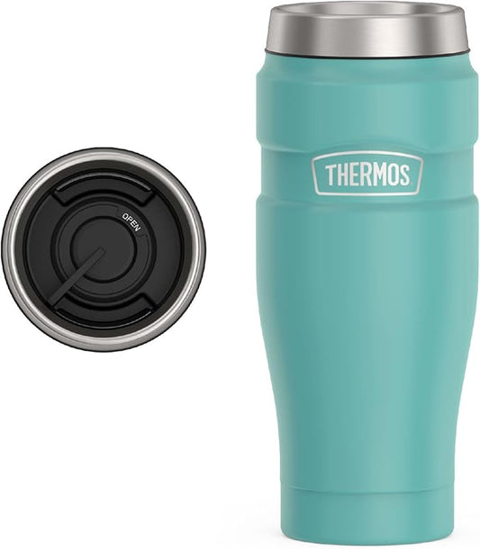 THERMOS Stainless King Vacuum-Insulated Stainless Steel Tumbler - 16oz, Matte Teal - Insulated Coffee Tumbler for Hot & Cold Drinks - Leak-Proof & Sweat-Proof for Commuting & Traveling