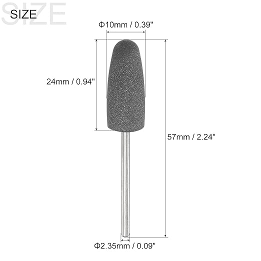 uxcell 6pcs 120 Grits Abrasive Mounted Stone 2.35mm Shank 2/5"(10mm) Dia Conical Heads Stone Grinding and Polishing Wheels for Nail Polishing