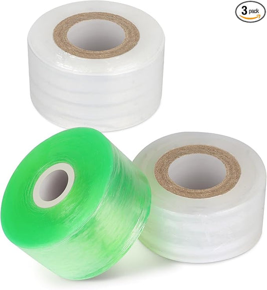 Oligei Grafting Tape 3P, Stretchable Self Adhesive Tree Grafting Tape, Tree Repair Tape for Fruit Trees, Plants, Broken Stem, Floral (Green and White)