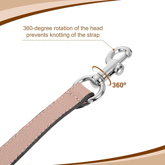 uxcell 19.29 Inch PU Leather Short Bag Strap with Clasp, Purse Handles Handbags Replacement Straps for Clutch Bag Underarm Bags, Pink, Silver Buckle