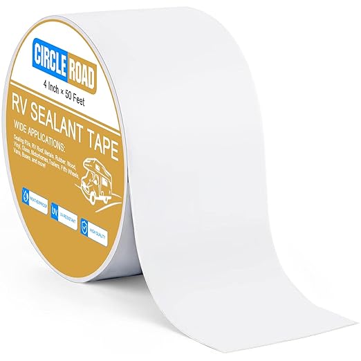 CircleRoad RV Roof Tape White, 4 Inch X 50 Feet RV Repair Sealant Tape, Stop Camper Roof Leaks, UV-Resistant, Weatherproof and Reliable for Camper, Trailer, Boat (4In-50FT)