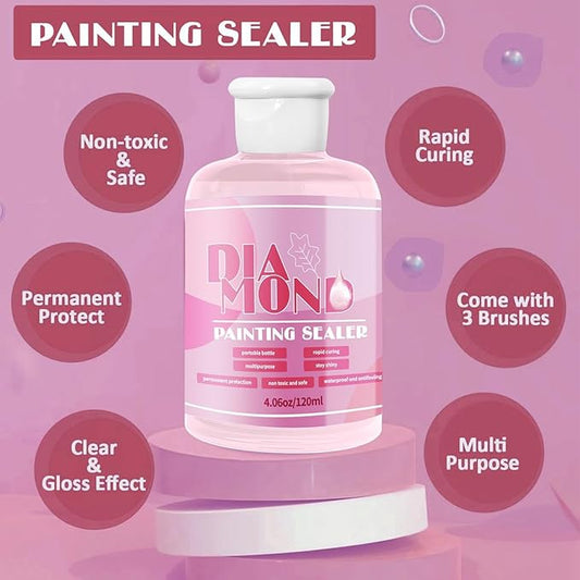 Diamond Painting Sealer Glue Kit 2 Pack 8OZ with Silicone Brush, Diamond Art Sealer Clear Finish High Gloss Permanent Hold & Shine Effect Puzzle Glue Clear Diamond Art Kits for Adults
