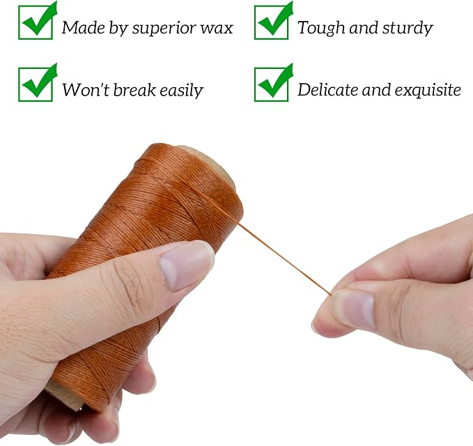 0.8mm Waxed Thread for Leather Sewing, 284 Yards, 150D Flat Wax String, Waxed Cord for Bracelet Making, Bookbinding, Shoe Repairing, Leather Projects, DIY Crafts (Royal Blue)