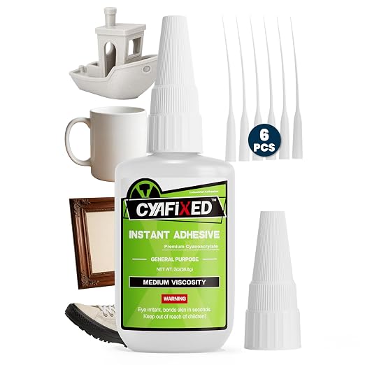 Medium Super Glue Kit, 56.8 Gram (2oz) CA Glue with Anti-Clog Cap & Microtips for Woodworking, 3D Printing, Aquarium, Crafts, Plastic – Instant Cyanoacrylate Adhesive Repair Shoe, Ceramic, Glass