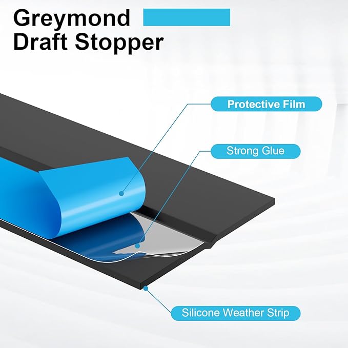 Thickened Weather Stripping Door Seal, Gap Seal for Frame and Gaps Draft Stopper,Glass Shower Door Sweep, Black, 20 Feet x 1 Inch