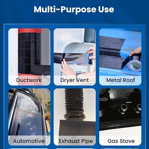 Black Aluminum Foil Tape High Temp Heavy Duty Adhesive HVAC Sealing Hot Cold Air Duct Tape for Pipe Metal Repair (2 IN x 64 FT 3.9 Mil)