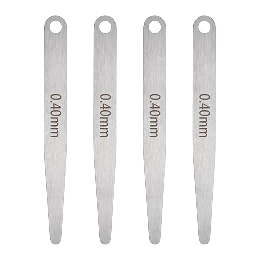 HARFINGTON 4pcs Metric Thickness Feeler Gauge 0.4mm Single Blade Oval Feeler Gauge 304 Stainless Steel Gap Measuring Tool for Repair Valve Guitar Spark Plug