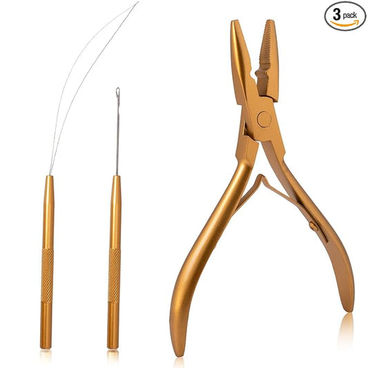 NEWISHTOOL Micro Links Hair Extensions Kit, Hair Extension Pliers for Beads, Hair Extension Loop Needle Pulling Hook Tool Bead Device Tool Kits, Micro Link Tools for Hair or Feather Extensions Styling