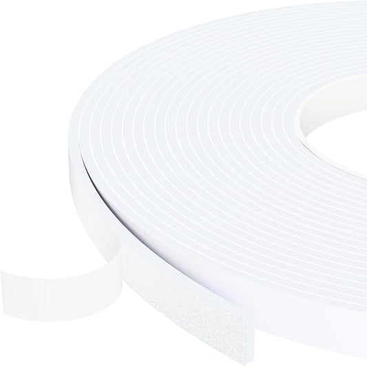 1/2 in Wide x 1/8 in Thick x 33FT Window Sealing Tape,Weather Stripping Door Seal,Foam Insulation Tape,Single-Sided Self-Adhesive Foam Strips White