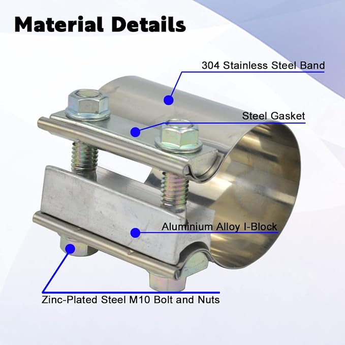 ID 4 Inch Exhaust Clamp, Stainless Steel 4" Lap Joint Band Clamp Sleeve Coupler Fit For OD 4" Pipes