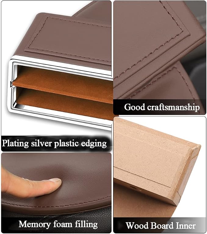 SANRILY Brown Universal Car Seat Gap Filler Organizer with USB Hole Fashion PU Leather Multifunctional Car Center Console Organizer with Cup Holder 1 Pack