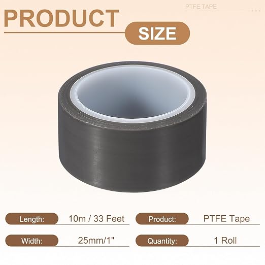 PATIKIL 1" x 33ft Heat Resistant Tape, High Temperature Tape PTFE Adhesive High Heat Tape Waterproof Smooth Surface for Vacuum Sealer Machine Insulation Protection, 0.06mm Thick, 1PCS